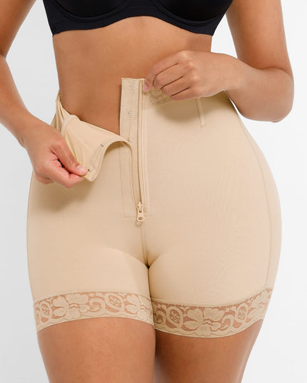 Novelia™ vysokopasové zeštíhlující krajkové šortky se zipem