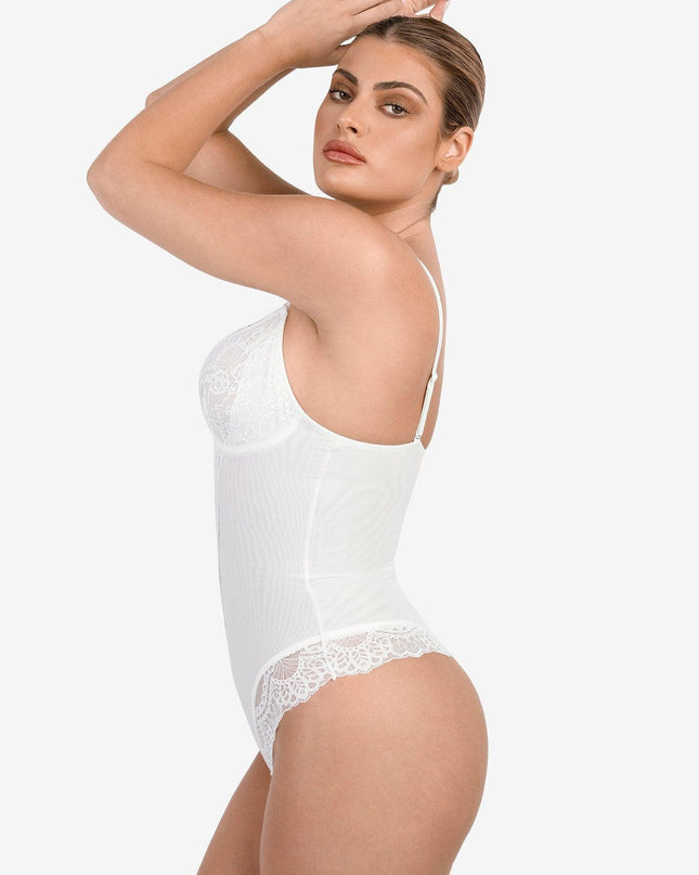 Novelia™ Elegantní tvarující krajkové body s V-výstřihem
