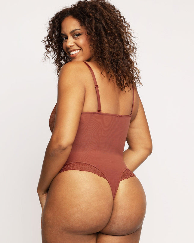 Novelia™ Elegantní tvarující krajkové body s V-výstřihem