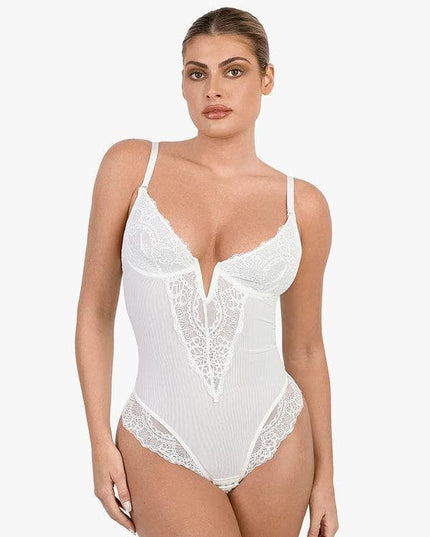 Novelia™ Elegantní tvarující krajkové body s V-výstřihem